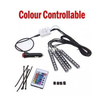 Set 4 Benzi LED RGB Auto Cu Lumina Ambientala Si Telecomanda + Cadou Bratara Neagra cu steluta argintie Set 4 Benzi LED RGB Auto Cu Lumina Ambientala Si Telecomanda + Cadou Bratara Neagra cu steluta argintie