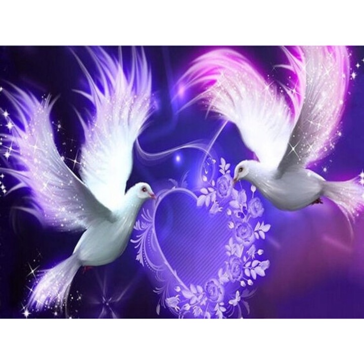 Kit artizanat, Norimpex, porumbei si inima, 30x40cm