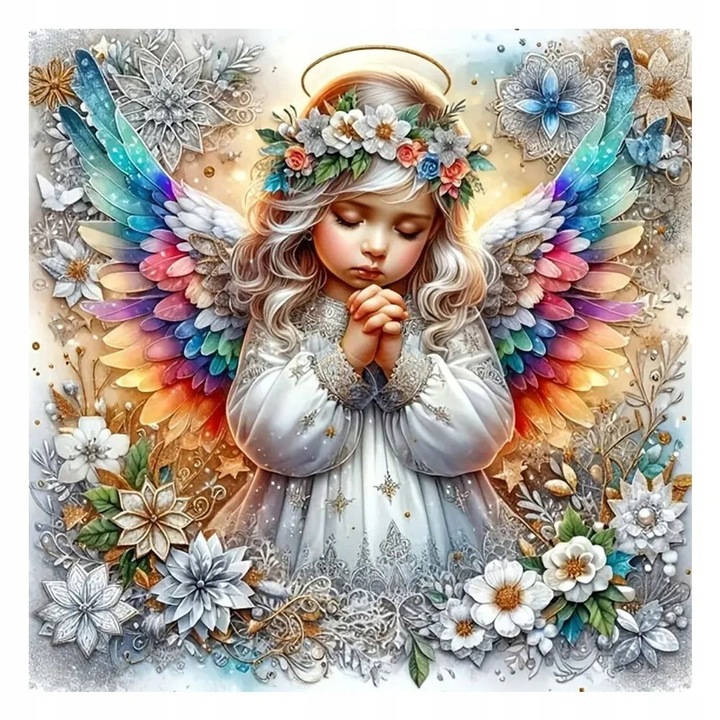 Set mozaic Norimpex, ingeras cu aripi colorate, 30x40 cm