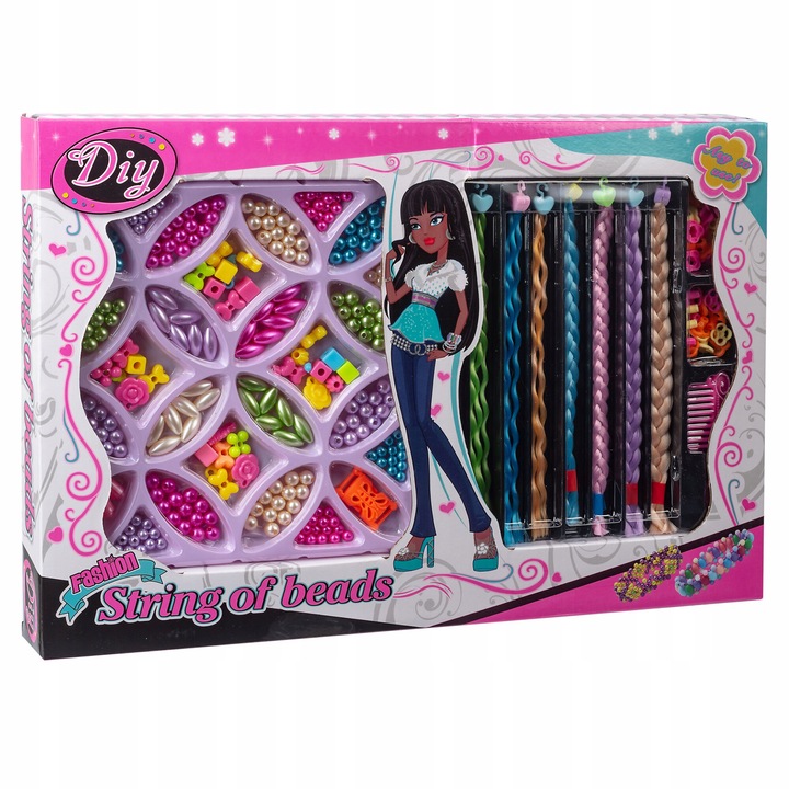 Set de bratari perlate pentru copii, Norimpex, cu pieptene, activitate creativa, multicolor