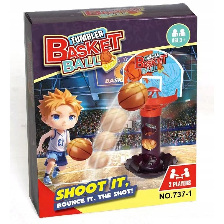 Mini baschet Tumbler, Norimpex, 3 mingi, 9x6,8x17.5cm, pentru 1-2 jucatori, plastic