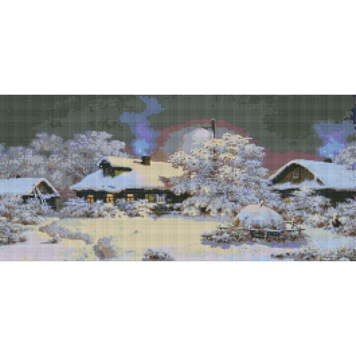 Mozaic cu diamante, Norimpex, peisaj de iarna, 80x40cm, multicolor