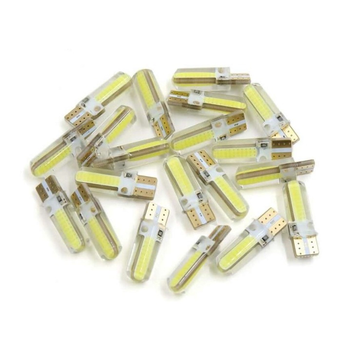 Led auto, GyafiTuning, T10 12 COB LED alb rece W5W