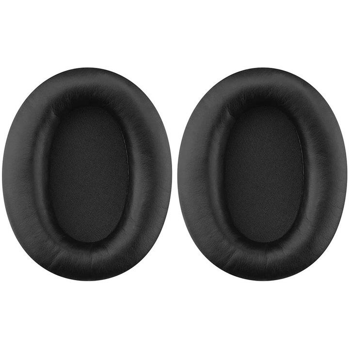 Set 2 bureti PadForce pentru casti HyperX Cloud III 3 / II 2 Gaming, AQYRIS Andromeda / Altair / Sirius si multe alte modele, Over-Ear Earpads, Prindere elastica, Usor de montat - Spuma cu Memorie, Negru, Piele ecologica