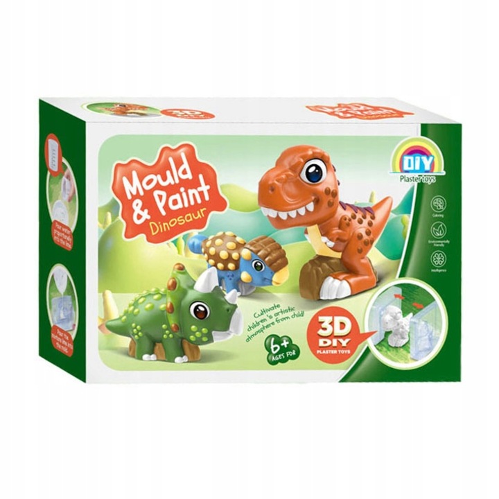 Set creativ figurine gipsate dinozauri, Norimpex, accesorii incluse, multicolor