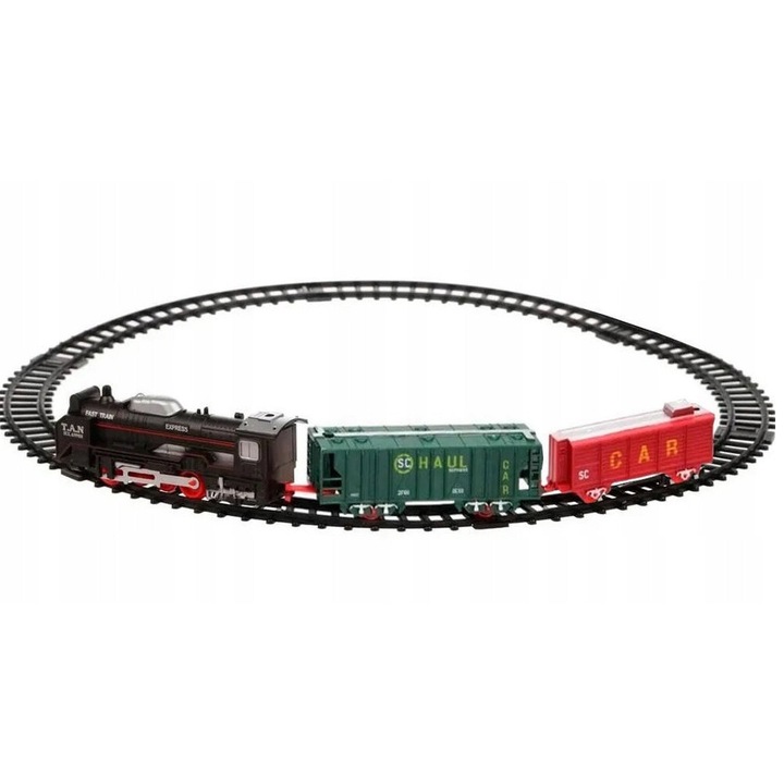 Set trenulete de jucarie, Norimpex, locomotiva electrica cu efecte de lumina, plastic, 9 piese, multicolor, 31.2x4.5x20.5cm