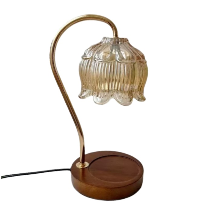 Lampa cu suport pentru lumanari, lemn/metal, maro
