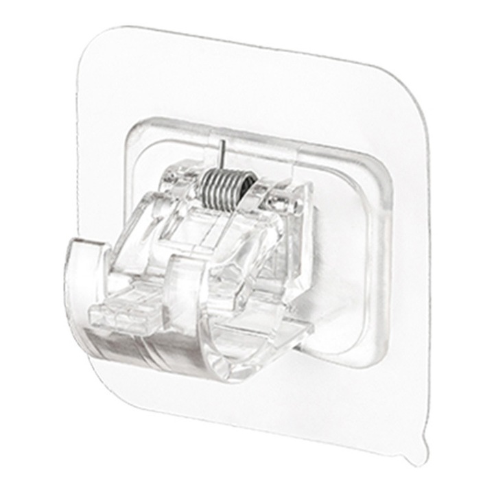 Set 4 suporturi pentru tija de perdea, Culoare transparenta, fara pasta