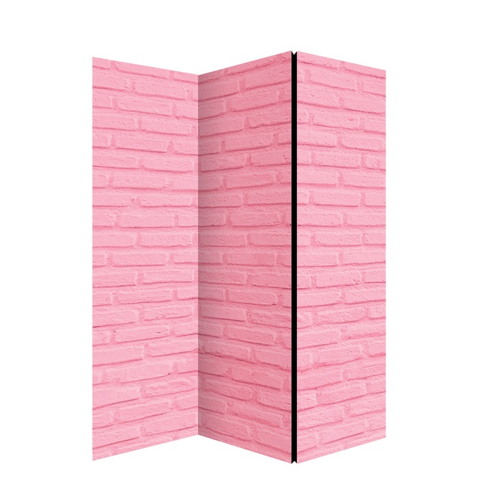 Сгъваем параван Colors of Life, Розова стена, 135 х 172 см., текстил, Двустранен печат, 3 панела