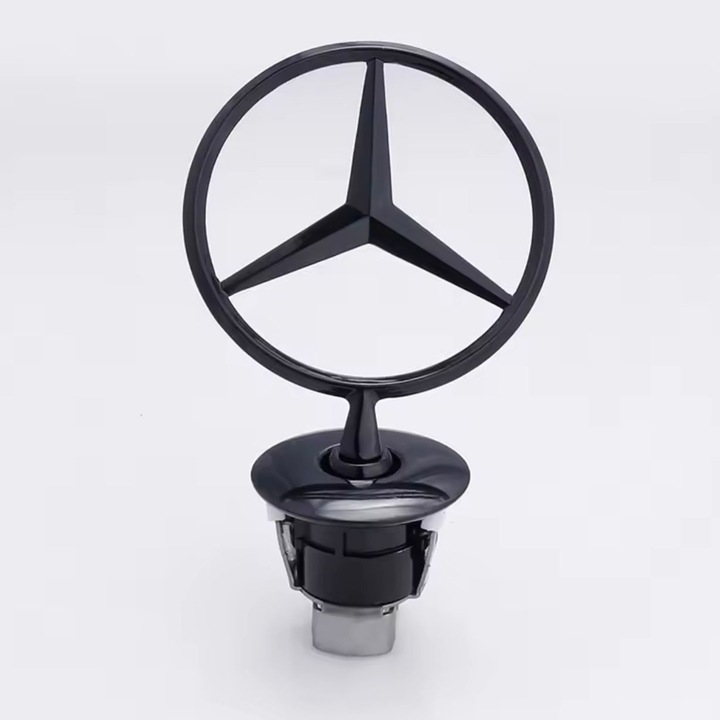 MERCEDES STAR EMBLEM embléma, motorháztetőre, Fényes fekete