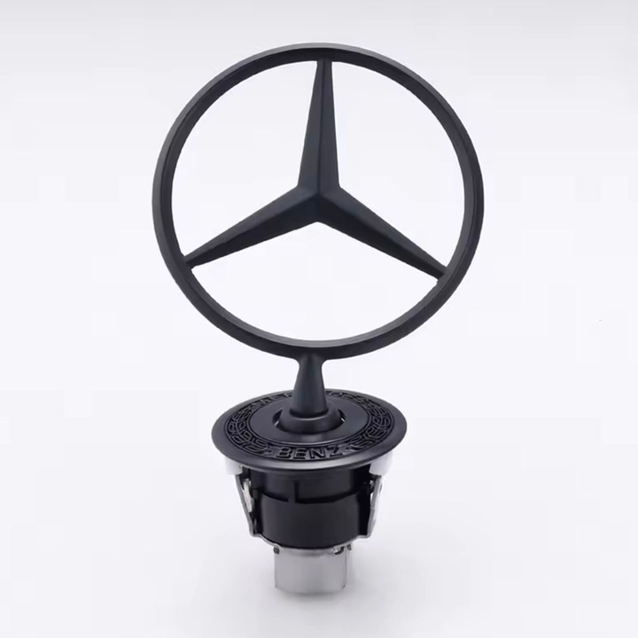 MERCEDES STAR EMBLEM embléma a motorháztetőn, szín Matt fekete, írással