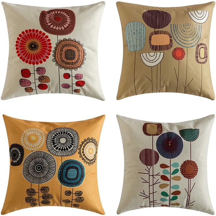 Set de 4 fete de perna imprimate, Sunmostar, design boho, 45x45cm, multicolor