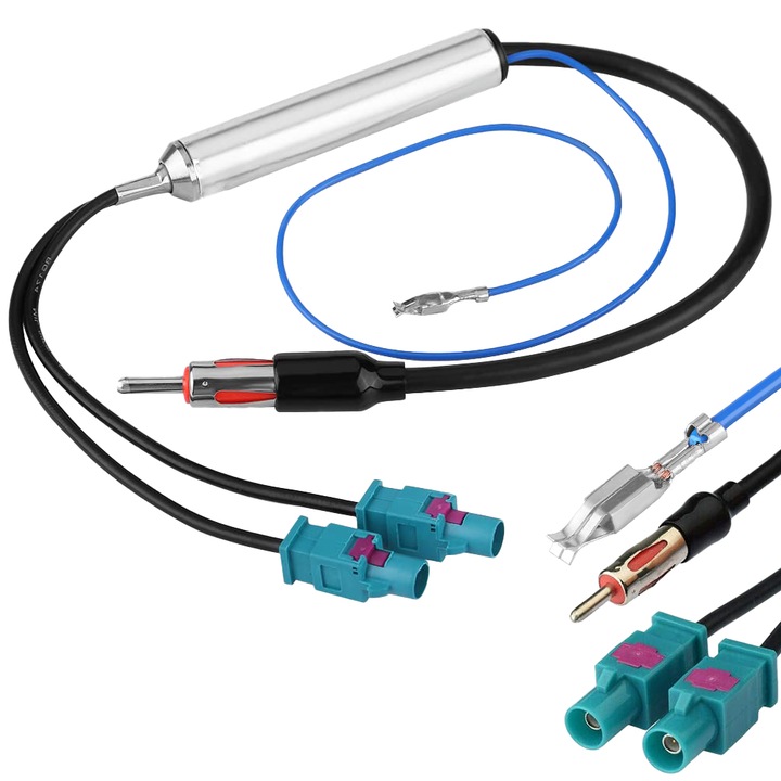 Адаптер за антена, Minetgnon®, За радио Audi/VW/BMW/Citroen/Ford/Mercedes-Benz/Peugeot/Skoda, пластмаса, дължина 33 см, многоцветен