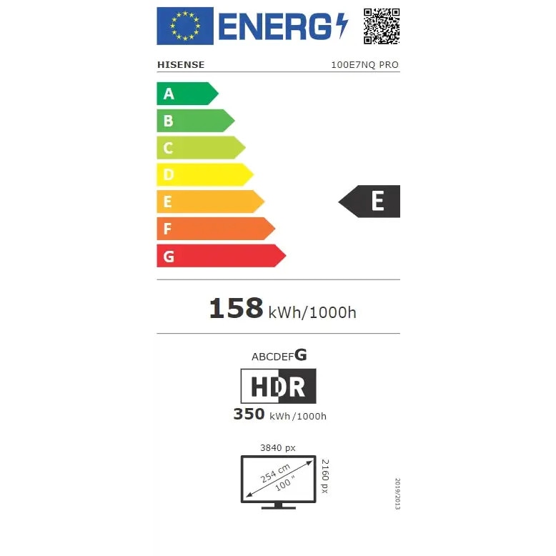 Televizor Hisense 100" E7NQ Pro, 4K Ultra HD 3840x2160, ULED, FALD, Quantum Dot, 144Hz, IPS, HDR 10+, HLG, Dolby Vision IQ, Dolby Atmos, Smart TV, WiFi 5GHz, WiFi Direct, BT, Anyview Cast, 4xHDMI, 2xUSB, LAN, CI+, DVB-T2/C/S2, Negru 100E7NQ_PRO