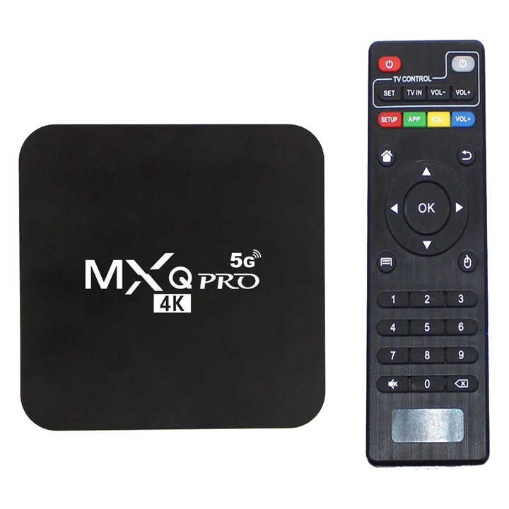Плеър Mini PC TV Box MXQ PRO, UltraHD 4K Quad-Core 64 Bit 4GB RAM, 32GB ROM Wireless, HDMI, Wi-Fi, OUYLAF, черен