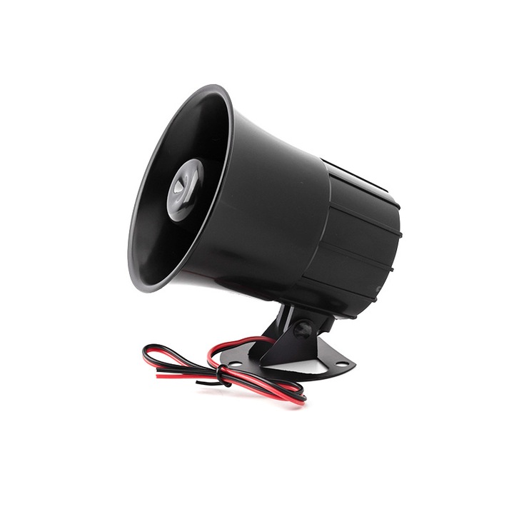 Alarma sonora cu fir, Sunmostar, 12V, negru, 10.3x9.9x6.5cm