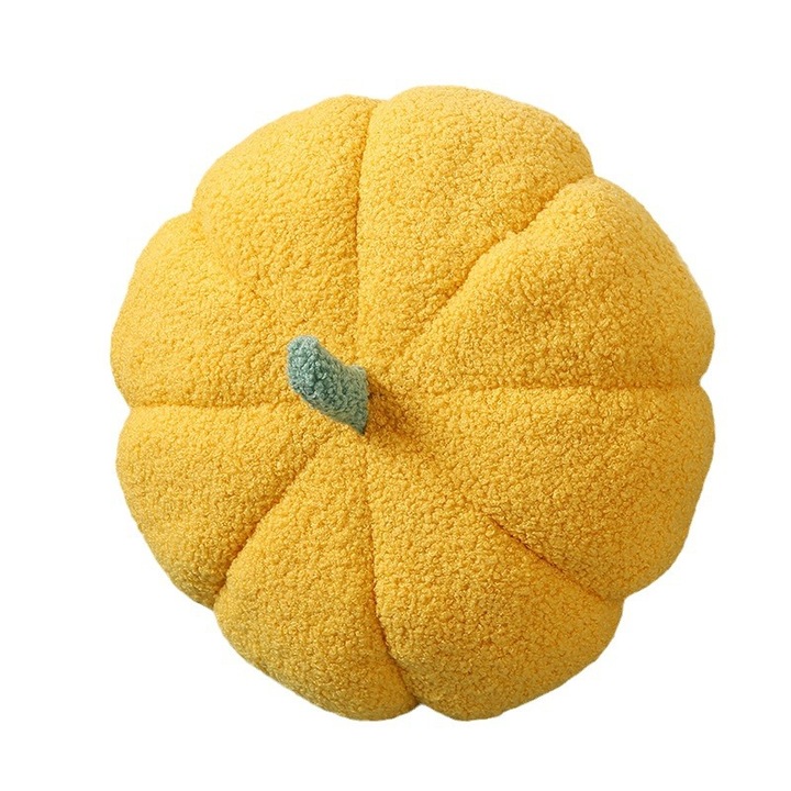Perna decorativa dovleac, Sunmostar, galben, 23cm, umplutura din bumbac moale