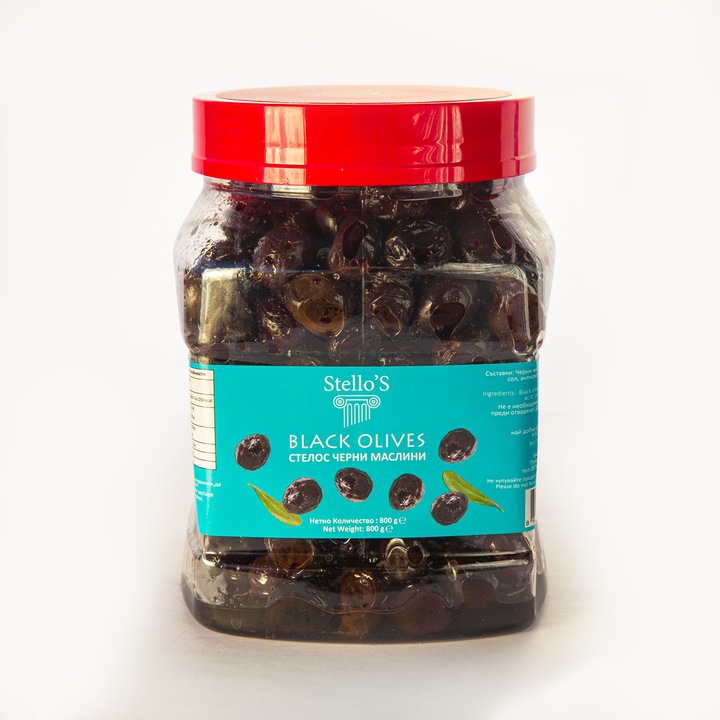 Натурални черни маслини Гемлик Stello's, 800 гр