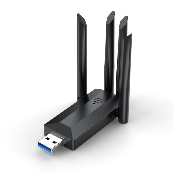 USB мрежова карта, WALALLA, 1200M, 2.4/5G, четири антени, 27x80x71mm