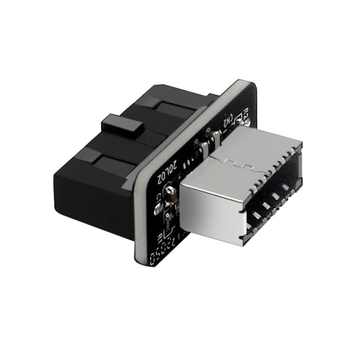 Adaptor 20P la TYPE-E 90 grade, Sunmostar, negru, set de 2 bucati, dimensiuni 1.7x1.9cm