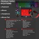 Kit Gaming 4 in 1, Noonedibs, TF800, DPI 1200, Tastatura, Mouse, Casti, Mousepad, RGB, taste iluminate cu LED curcubeu, negru/rosu
