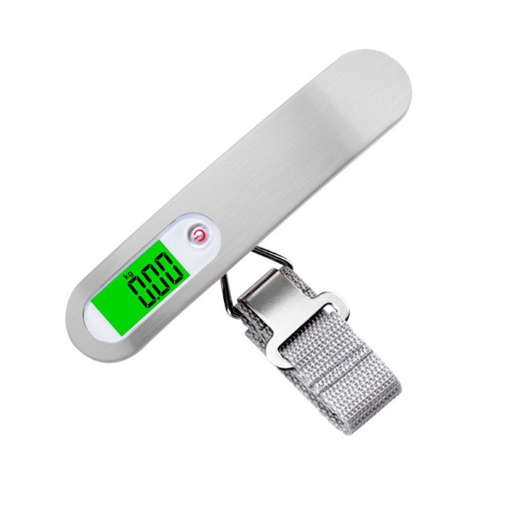 Cantar electronic de bagaje, Golxmse, 50kg, 10g, ecran LED, Potrivit pentru pachete Express, alb, 14.85x3.05x2cm