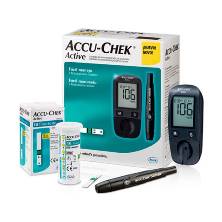 Глюкомер за измерване на кръвна захар Accu-chek Active + 20 бр. тест-ленти