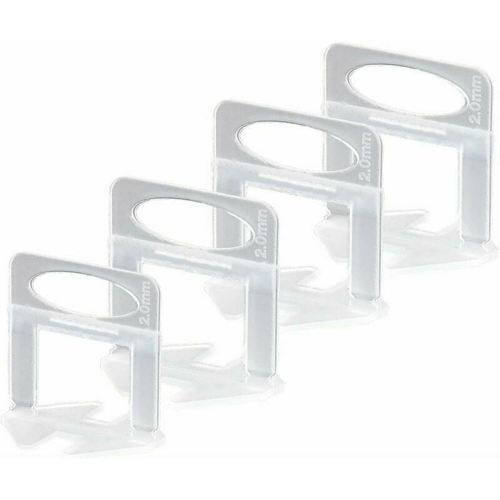 Set clips nivelare gresie 200 buc, Enforose, 2mm, PVC, pentru instalare gresie si faianta