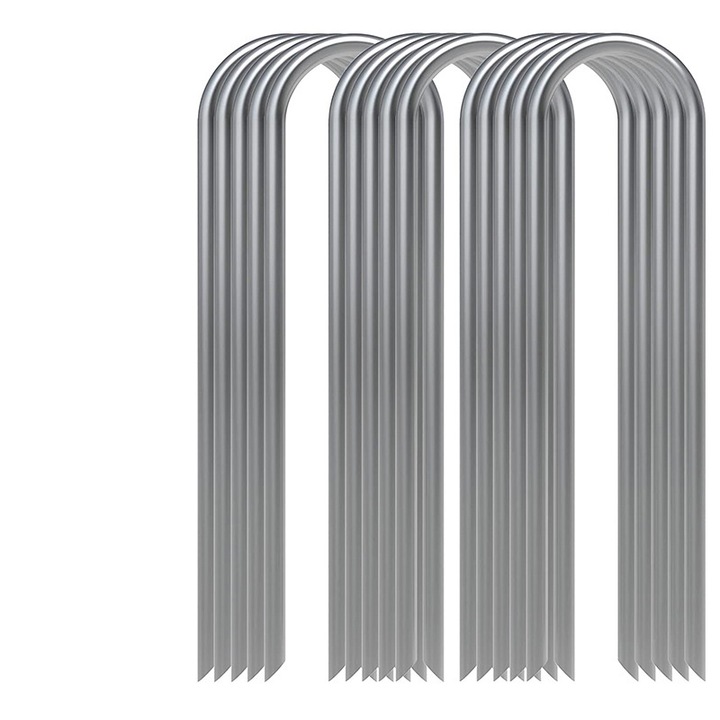 Set 15 dibluri U pentru sere, Sunmostar, argintii, 15cmx4cmx3mm