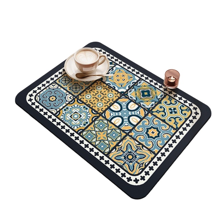 Подложка за сушене на съдове, диатомит, абсорбираща, 40x30 см, многоцветна