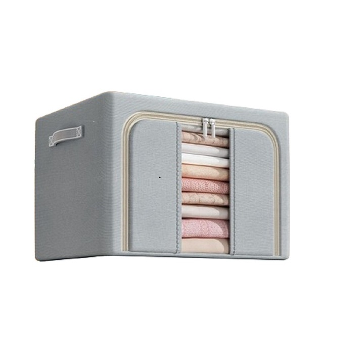 Tárolódobozok, 66L, 50*40*33cm, Oxford anyagból fém kerettel, szürke