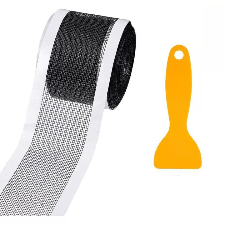 Sifon adeziv pentru scurgere pardoseala, Sunmostar, 7cm x 10m, negru, material din fibra, set 1 bucata