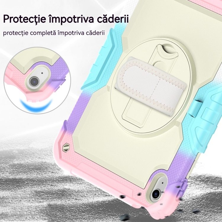 Husa de protectie pentru iPad 10.9 (10th) 2022, Fudisenn, rezistenta la socuri, rotativa 360°, curea de umar, roz