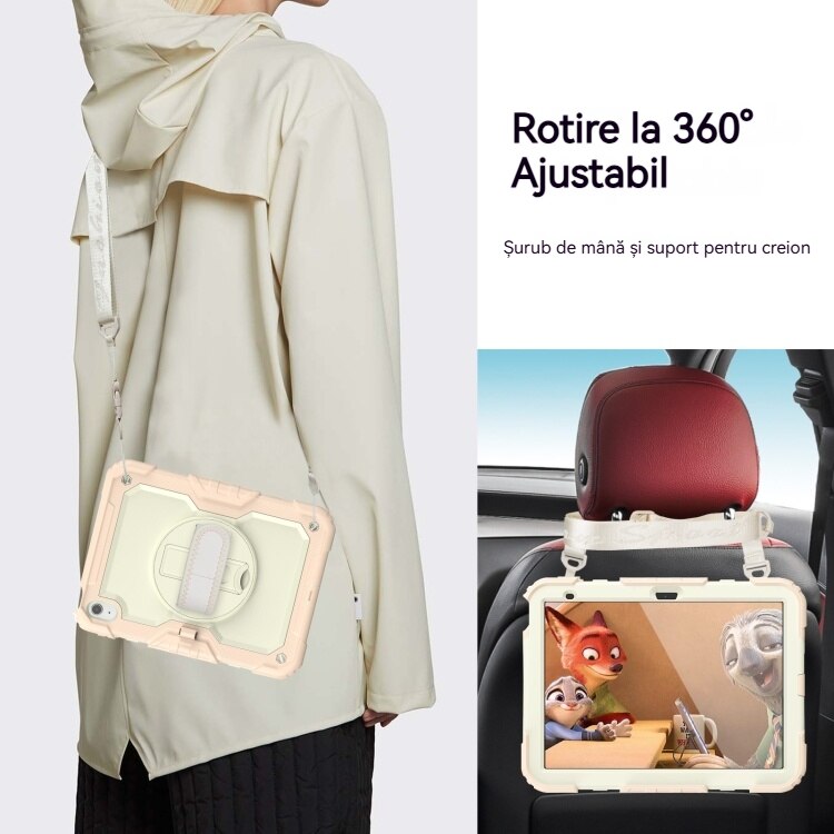 Husa de protectie pentru iPad 10.9 (10th) 2022, Fudisenn, rezistenta la socuri, rotativa 360°, curea de umar