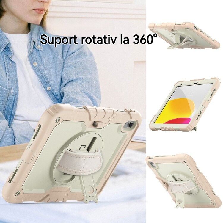 Husa de protectie pentru iPad 10.9 (10th) 2022, Fudisenn, rezistenta la socuri, rotativa 360°, curea de umar