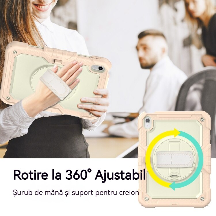 Husa de protectie pentru iPad 10.9 (10th) 2022, Fudisenn, rezistenta la socuri, rotativa 360°, curea de umar
