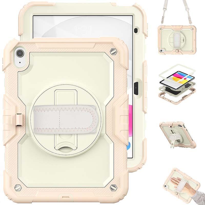Husa de protectie pentru iPad 10.9 (10th) 2022, Fudisenn, rezistenta la socuri, rotativa 360°, curea de umar