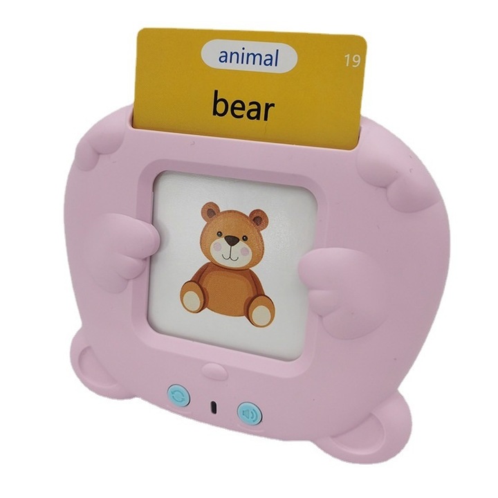 Masina de carduri pentru educatie timpurie, Sunmostar, roz, 107x90x21mm, continut educational bogat