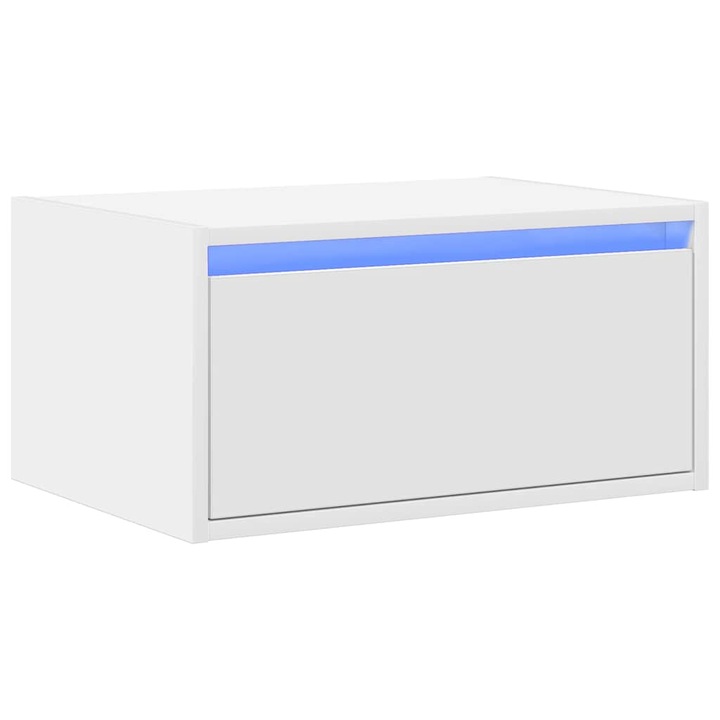 VidaXL fehér falra szerelhető éjjeliszekrény LED-világítással 8.8 kg