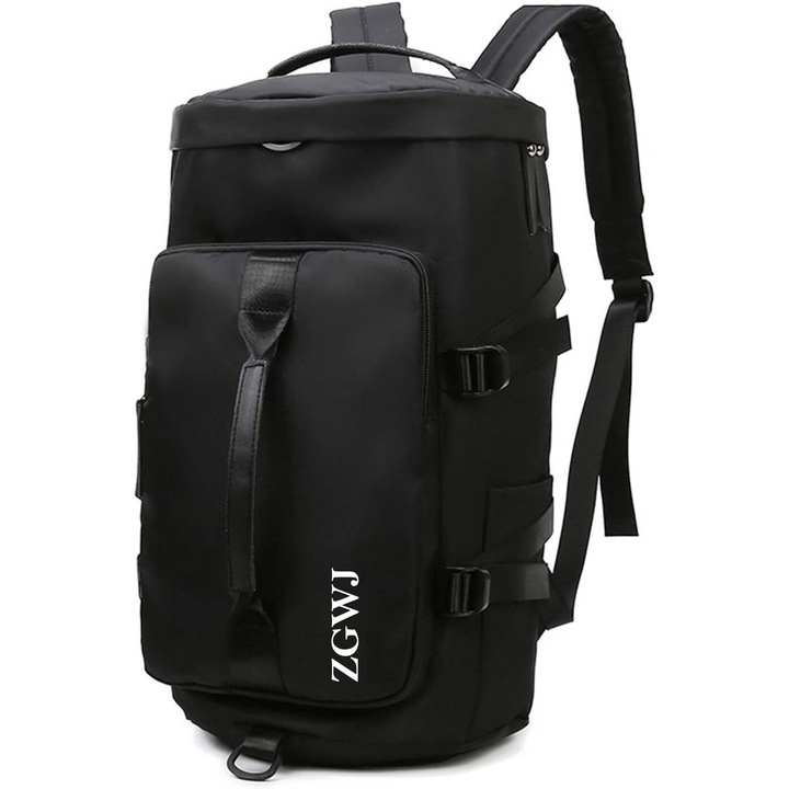 Geanta sport fitness, neagra, poliester, impermeabila, cu compartiment pentru incaltaminte