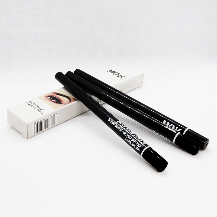 Комплект от 3 прибиращи се молива за очи, водоустойчиви, черни, за интензивен грим