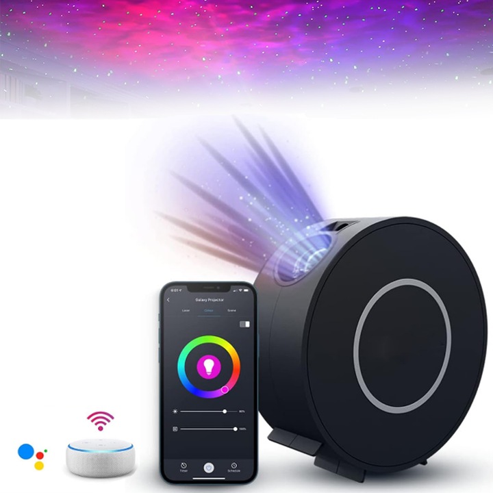 Звезден проектор, нощна светлина за деца, RGB LED, WIFI APP Управление на смартфон