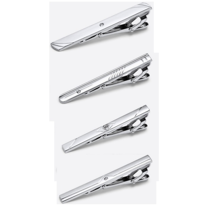 Set 4 Set agrafe de cravata, Vanaxalife®, Argint