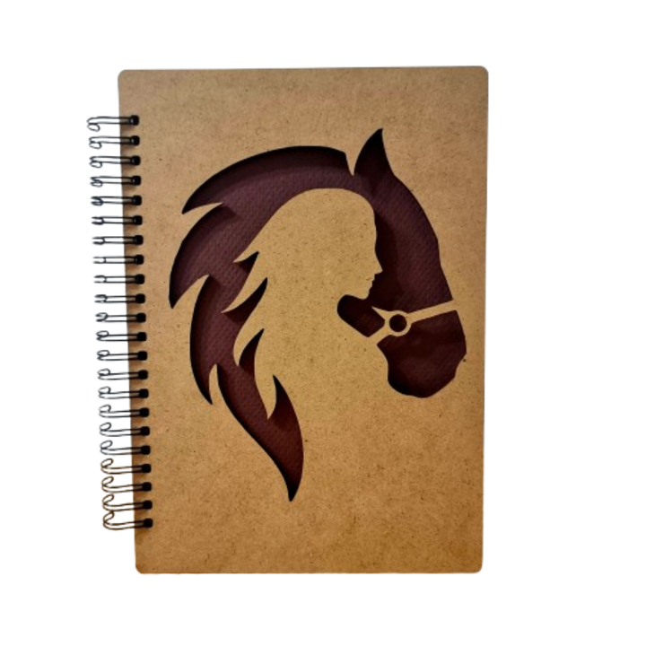 Agenda A5 CreativArt personalizata cu coperti din lemn model doamna cu cal