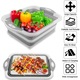 Lighean pliabil multifunctional, SINBINTA, Sita profesionala pliabila din silicon, Cu scurgere si picioare anti-alunecare, Capacitate mare, Pliat poate fi folosit ca Tocator, Pentru chiuveta spalat fructe si legume, PP, 42.5*31*15cm, Gri/Alb