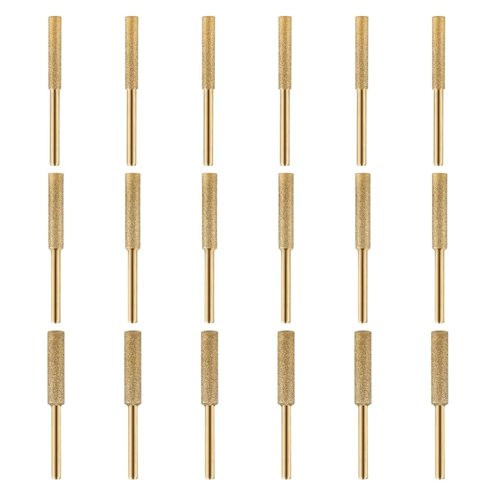 18 db-os láncfűrész élezőszerszám készlet, SINBINTA, 3 mm-es szár, Hengeres, Átmérő 4/4,8/5,5 mm, Kopásálló, Fém, láncfűrész, fa polírozására, Titán bevonatú, 3 méret, Arany