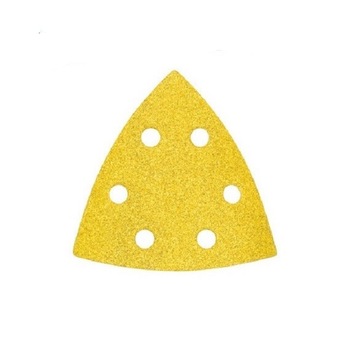 Set 10 buc triunghi abraziv DEERFOS CA331 GOLD 96x96x96 mm 6 gauri granulatie 100, prindere arici (cu scai, velcro) Set 10 buc triunghi abraziv DEERFOS CA331 GOLD 96x96x96 mm 6 gauri granulatie 100, prindere arici (cu scai, velcro)