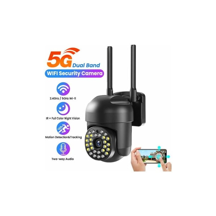 Външна камера за видеонаблюдение 5G Wifi HD 2MP, PTZ, нощно виждане, 1920x1080P