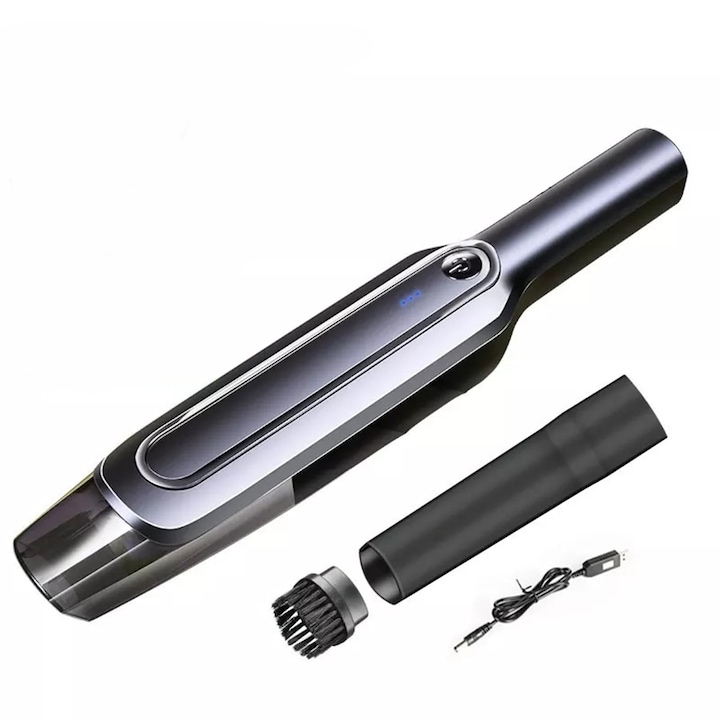 Aspirator portabil, design compact, 3600mAh, pentru masina si casa, negru