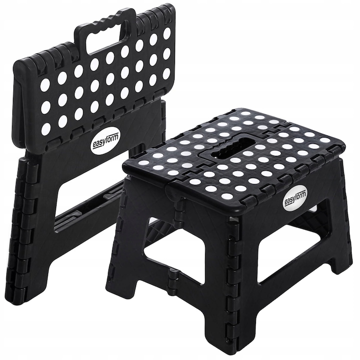 Неплъзгащ се сгъваем стол Easyform, пластмаса, 150 кг, 22x32x25 см, черен